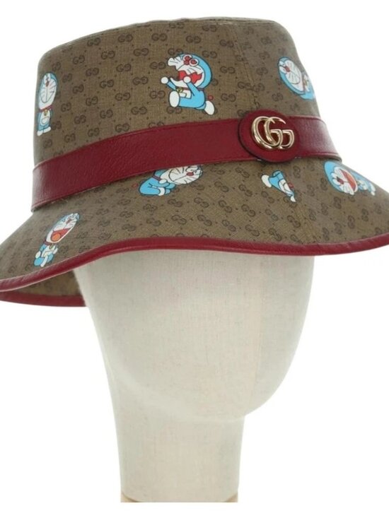 GUCCI x Doraemon Micro GG Supreme Doraemon Bucket Hat Brown Auth 166970SM main image 12